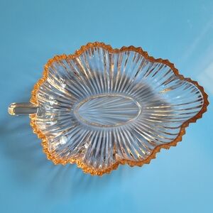 Federal Leaf Dish Pink Depression Glass vintage